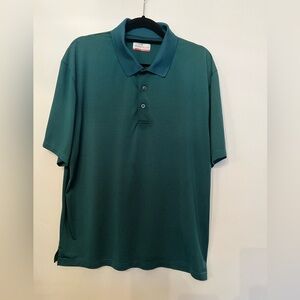 GRAND SLAM MENS GOLF SHIRT. SIZE XL. DARK GREEN AND BLACK THIN STRIPES